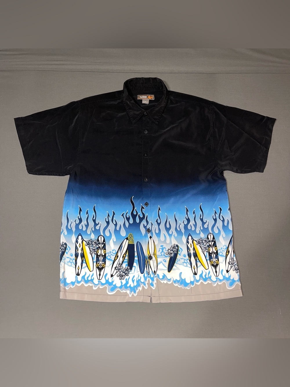 Urban Pipeline Surf Board All Over Print Button Down Shirt Men’s Size XL Y2K